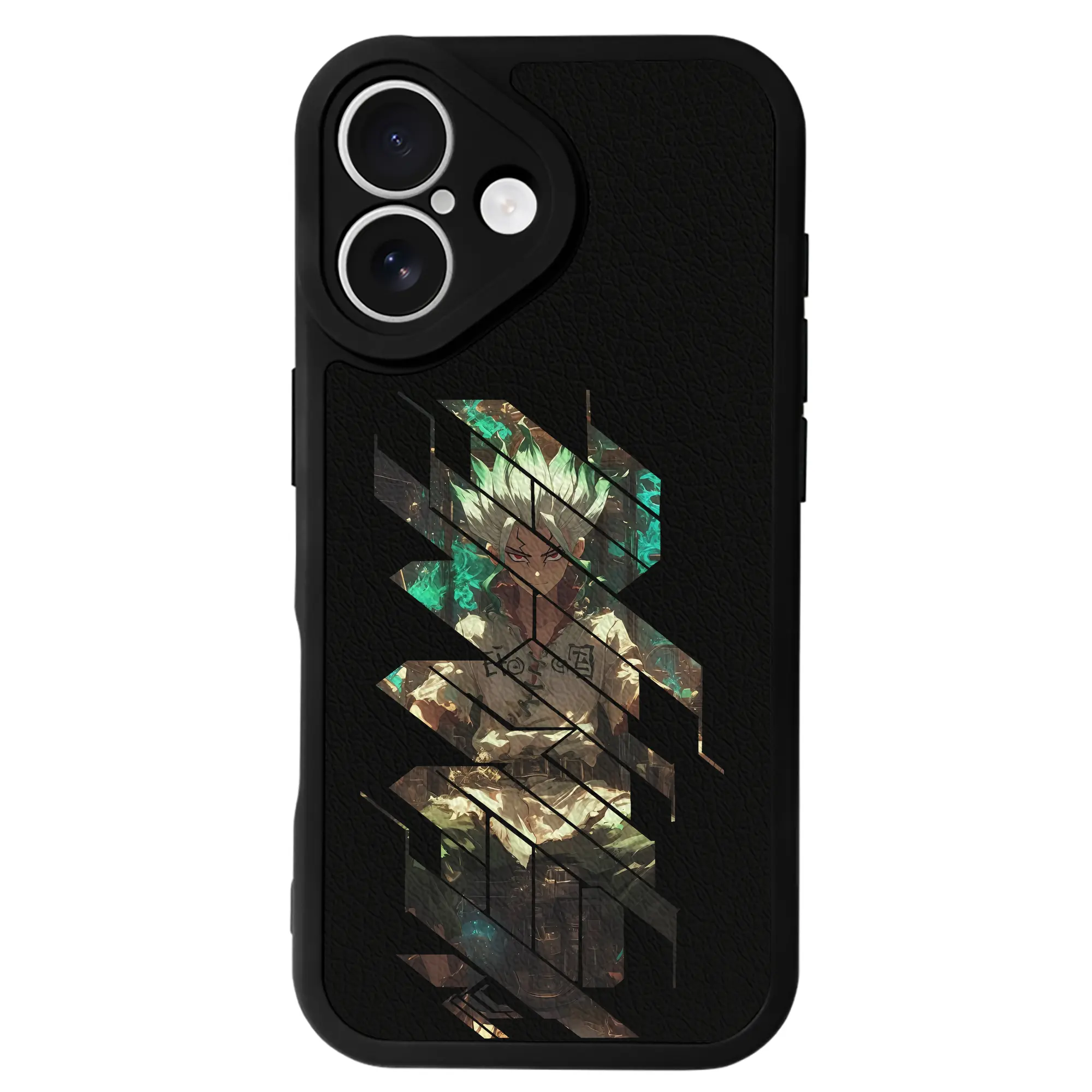 ドクターストーン グッズ,石神千空 - IPhone 16シリーズ対応 ・ シリコンスマホケース ・ レザー調 ・ 高精度フィット ・ 耐衝撃 ・ ワイヤレス充電対応 ・ 精密カット